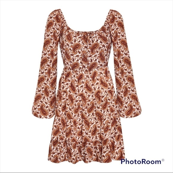 NWT FAITHFULL THE BRAND x REVOLVE Naline Paisley Print Long Sleeve Mini Dress M - Picture 8 of 12